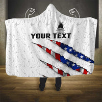 Personalized American Flag Bowling Team Hooded Blanket Pins and Ball Torn Stripes and Patterned White - Wonder Print Shop
