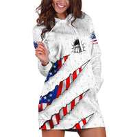 Personalized American Flag Bowling Team Hoodie Dress Pins and Ball Torn Stripes and Patterned White - Wonder Print Shop