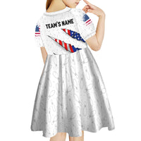 Personalized American Flag Bowling Team Kid Short Sleeve Dress Pins and Ball Torn Stripes and Patterned White - Wonder Print Shop