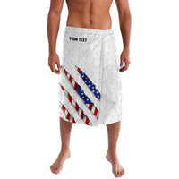 Personalized American Flag Bowling Team Lavalava Pins and Ball Torn Stripes and Patterned White - Wonder Print Shop