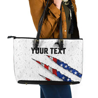 Personalized American Flag Bowling Team Leather Tote Bag Pins and Ball Torn Stripes and Patterned White - Wonder Print Shop