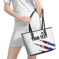 Personalized American Flag Bowling Team Leather Tote Bag Pins and Ball Torn Stripes and Patterned White - Wonder Print Shop