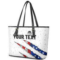 Personalized American Flag Bowling Team Leather Tote Bag Pins and Ball Torn Stripes and Patterned White - Wonder Print Shop