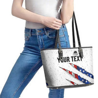 Personalized American Flag Bowling Team Leather Tote Bag Pins and Ball Torn Stripes and Patterned White - Wonder Print Shop