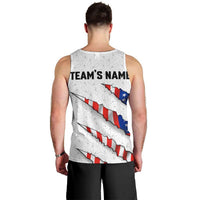 Personalized American Flag Bowling Team Men Tank Top Pins and Ball Torn Stripes and Patterned White - Wonder Print Shop