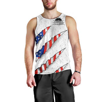 Personalized American Flag Bowling Team Men Tank Top Pins and Ball Torn Stripes and Patterned White - Wonder Print Shop