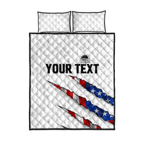 Personalized American Flag Bowling Team Quilt Bed Set Pins and Ball Torn Stripes and Patterned White - Wonder Print Shop