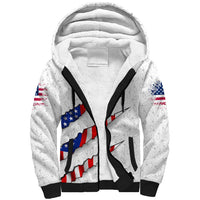Personalized American Flag Bowling Team Sherpa Hoodie Pins and Ball Torn Stripes and Patterned White - Wonder Print Shop