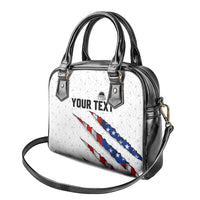 Personalized American Flag Bowling Team Shoulder Handbag Pins and Ball Torn Stripes and Patterned White - Wonder Print Shop