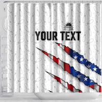 Personalized American Flag Bowling Team Shower Curtain Pins and Ball Torn Stripes and Patterned White - Wonder Print Shop