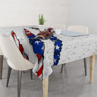 Personalized American Flag Bowling Team Tablecloth Pins and Ball Torn Stripes and Patterned White - Wonder Print Shop