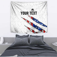 Personalized American Flag Bowling Team Tapestry Pins and Ball Torn Stripes and Patterned White - Wonder Print Shop