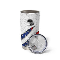 Personalized American Flag Bowling Team Tumbler Cup Pins and Ball Torn Stripes and Patterned White - Wonder Print Shop