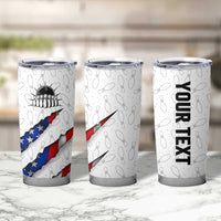 Personalized American Flag Bowling Team Tumbler Cup Pins and Ball Torn Stripes and Patterned White - Wonder Print Shop