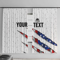 Personalized American Flag Bowling Team Window Curtain Pins and Ball Torn Stripes and Patterned White - Wonder Print Shop
