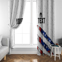 Personalized American Flag Bowling Team Window Curtain Pins and Ball Torn Stripes and Patterned White - Wonder Print Shop