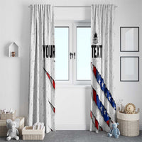 Personalized American Flag Bowling Team Window Curtain Pins and Ball Torn Stripes and Patterned White - Wonder Print Shop