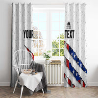 Personalized American Flag Bowling Team Window Curtain Pins and Ball Torn Stripes and Patterned White - Wonder Print Shop