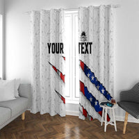 Personalized American Flag Bowling Team Window Curtain Pins and Ball Torn Stripes and Patterned White - Wonder Print Shop