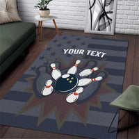 Custom Bowling Ball and Pins Area Rug American Flag Stars and Stripes in Grunge Patriotic - Wonder Print Shop