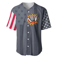 Custom Bowling Ball and Pins Baseball Jersey American Flag Stars and Stripes in Grunge Patriotic - Wonder Print Shop
