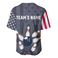 Custom Bowling Ball and Pins Baseball Jersey American Flag Stars and Stripes in Grunge Patriotic - Wonder Print Shop