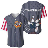 Custom Bowling Ball and Pins Baseball Jersey American Flag Stars and Stripes in Grunge Patriotic - Wonder Print Shop