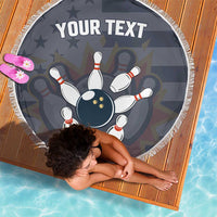 Custom Bowling Ball and Pins Beach Blanket American Flag Stars and Stripes in Grunge Patriotic - Wonder Print Shop