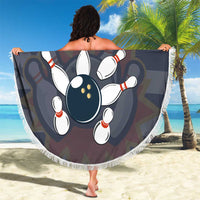 Custom Bowling Ball and Pins Beach Blanket American Flag Stars and Stripes in Grunge Patriotic - Wonder Print Shop