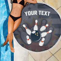 Custom Bowling Ball and Pins Beach Blanket American Flag Stars and Stripes in Grunge Patriotic - Wonder Print Shop