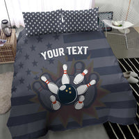 Custom Bowling Ball and Pins Bedding Set American Flag Stars and Stripes in Grunge Patriotic - Wonder Print Shop