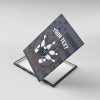 Custom Bowling Ball and Pins Canvas Wall Art American Flag Stars and Stripes in Grunge Patriotic - Wonder Print Shop