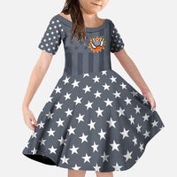 Custom Bowling Ball and Pins Family Matching Off Shoulder Maxi Dress and Hawaiian Shirt American Flag Stars and Stripes in Grunge Patriotic - Wonder Print Shop