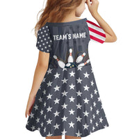 Custom Bowling Ball and Pins Family Matching Puletasi and Hawaiian Shirt American Flag Stars and Stripes in Grunge Patriotic - Wonder Print Shop