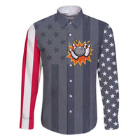 Custom Bowling Ball and Pins Family Matching Puletasi and Hawaiian Shirt American Flag Stars and Stripes in Grunge Patriotic - Wonder Print Shop