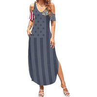 Custom Bowling Ball and Pins Family Matching Summer Maxi Dress and Hawaiian Shirt American Flag Stars and Stripes in Grunge Patriotic - Wonder Print Shop
