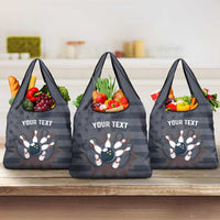 Custom Bowling Ball and Pins Grocery Bag American Flag Stars and Stripes in Grunge Patriotic - Wonder Print Shop
