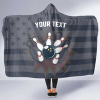 Custom Bowling Ball and Pins Hooded Blanket American Flag Stars and Stripes in Grunge Patriotic - Wonder Print Shop