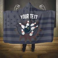 Custom Bowling Ball and Pins Hooded Blanket American Flag Stars and Stripes in Grunge Patriotic - Wonder Print Shop