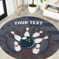 Custom Bowling Ball and Pins Round Carpet American Flag Stars and Stripes in Grunge Patriotic - Wonder Print Shop