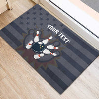 Custom Bowling Ball and Pins Rubber Doormat American Flag Stars and Stripes in Grunge Patriotic - Wonder Print Shop