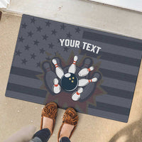 Custom Bowling Ball and Pins Rubber Doormat American Flag Stars and Stripes in Grunge Patriotic - Wonder Print Shop