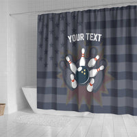 Custom Bowling Ball and Pins Shower Curtain American Flag Stars and Stripes in Grunge Patriotic - Wonder Print Shop