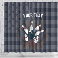 Custom Bowling Ball and Pins Shower Curtain American Flag Stars and Stripes in Grunge Patriotic - Wonder Print Shop