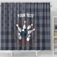 Custom Bowling Ball and Pins Shower Curtain American Flag Stars and Stripes in Grunge Patriotic - Wonder Print Shop
