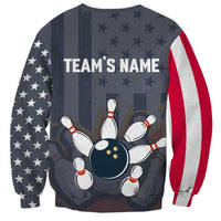 Custom Bowling Ball and Pins Sweatshirt American Flag Stars and Stripes in Grunge Patriotic - Wonder Print Shop