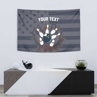 Custom Bowling Ball and Pins Tapestry American Flag Stars and Stripes in Grunge Patriotic - Wonder Print Shop