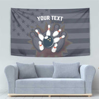 Custom Bowling Ball and Pins Tapestry American Flag Stars and Stripes in Grunge Patriotic - Wonder Print Shop