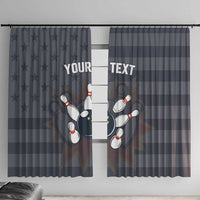 Custom Bowling Ball and Pins Window Curtain American Flag Stars and Stripes in Grunge Patriotic - Wonder Print Shop
