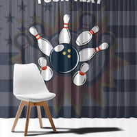 Custom Bowling Ball and Pins Window Curtain American Flag Stars and Stripes in Grunge Patriotic - Wonder Print Shop
